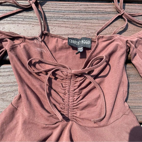 Current Mood Dolls Kill Brown Babydoll Top Womens Size XXS Whimsical Fairy Boho - Picture 2 of 4